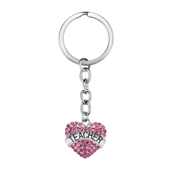 Accessories Pink Crystal Rhinestone Teacher Heart Keychain Poshmark